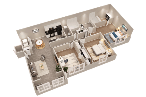 a floor plan of a home with a bedroom and a living room